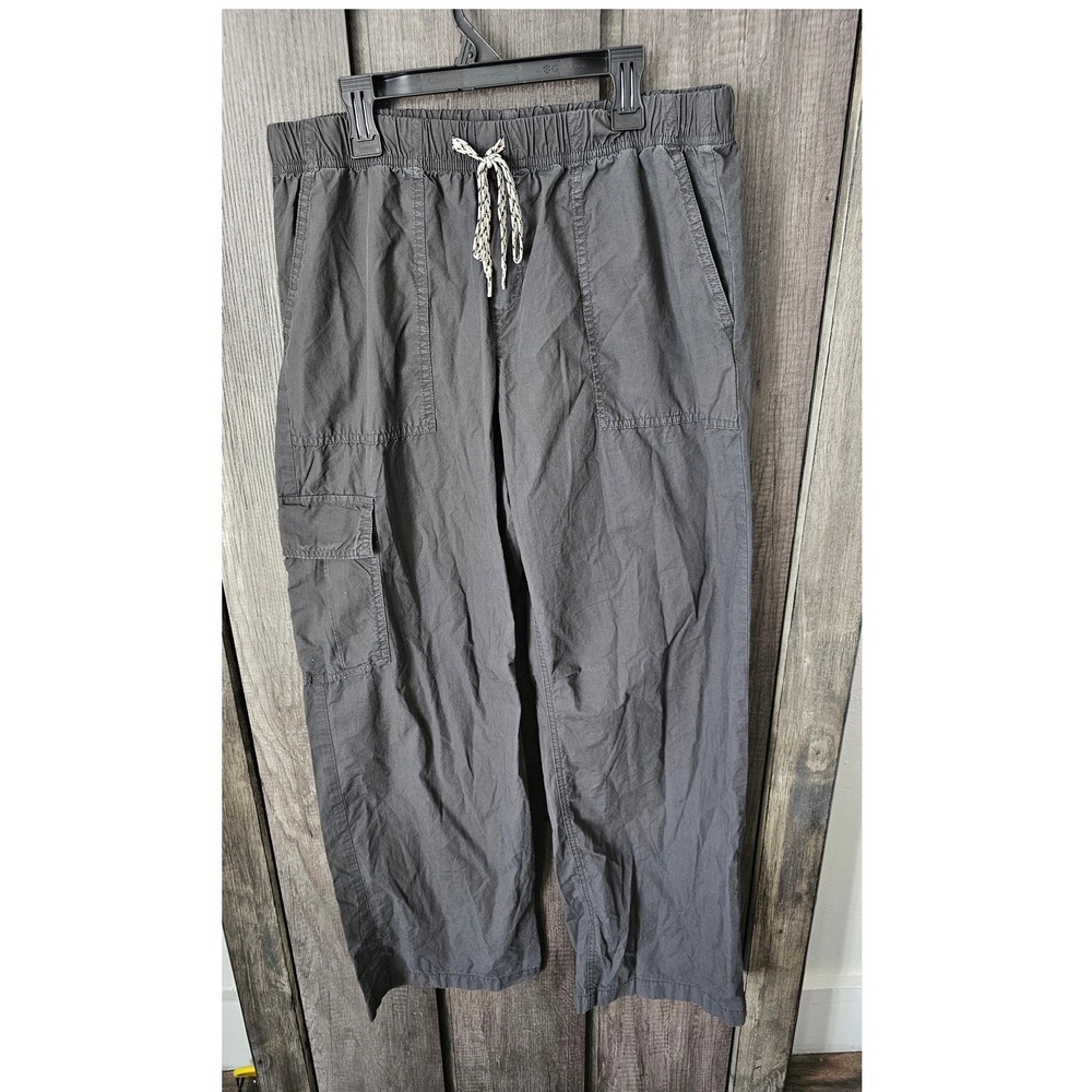 Aerie Cargo Pants Gray Cotton Drawstring Waist Relaxed Fit Women's M
